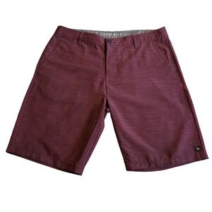 Polyester Casual Flat Front Maroon Shorts 36